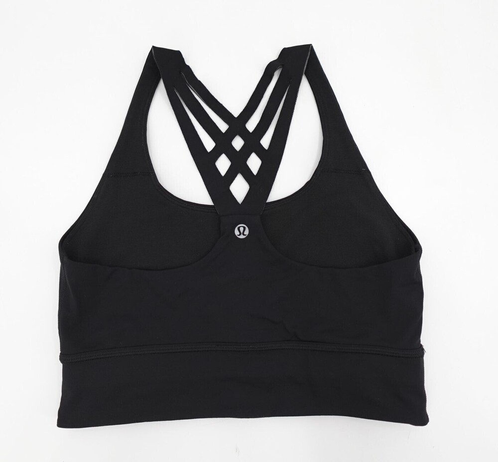 Lululemon Sports Bra Womens 6 Black Mind over Miles Strappy Crossback Athletic